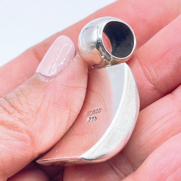 Sterling Silver & Red Enamel Pendant Mexico 925 - Picture 4 of 5